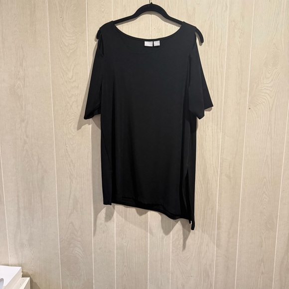 Travelers by Chico's Tops - Chico's Travelers Classic Black Asymmetrical, Cold Shoulder Top